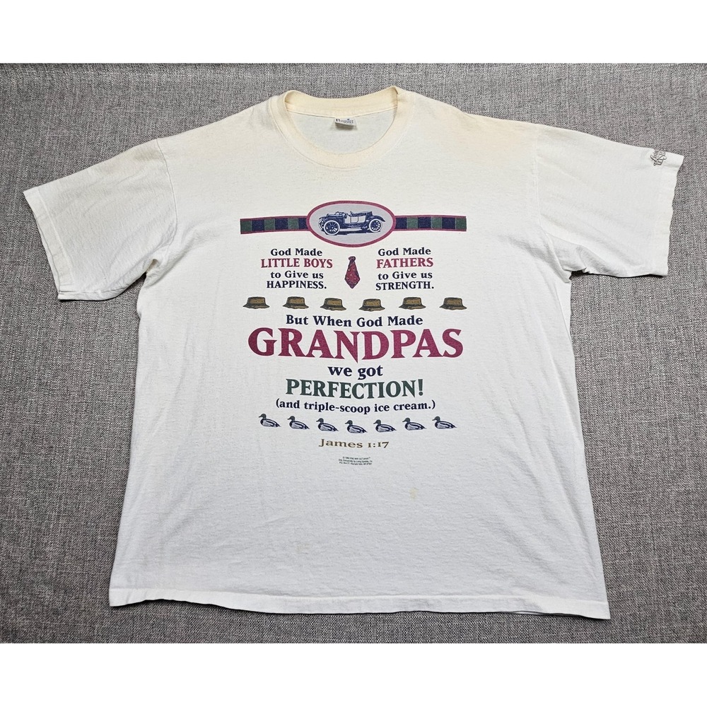 VINTAGE Jeus Tee Shirt Mens 2XL James 1:17 Grandpas Made USA Graphic Tee 90s